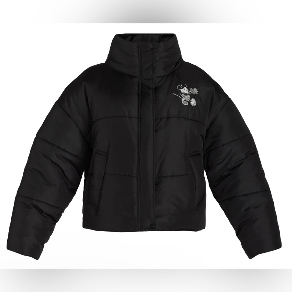 Disney's mickey mouse Black Puffer Jacket size small fits like medium new